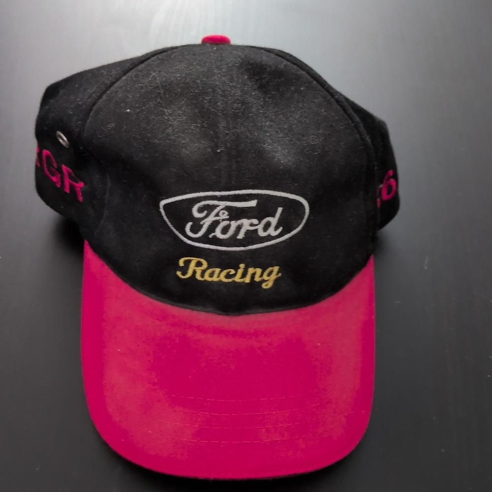 Vintage Ford Racing Hat Strapback #56 RGR Black Red Headshotz OS Y2K